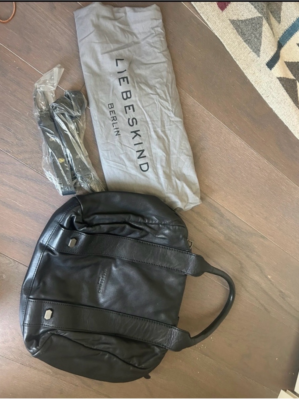 Liebeskind Black Leather Duffel Bag